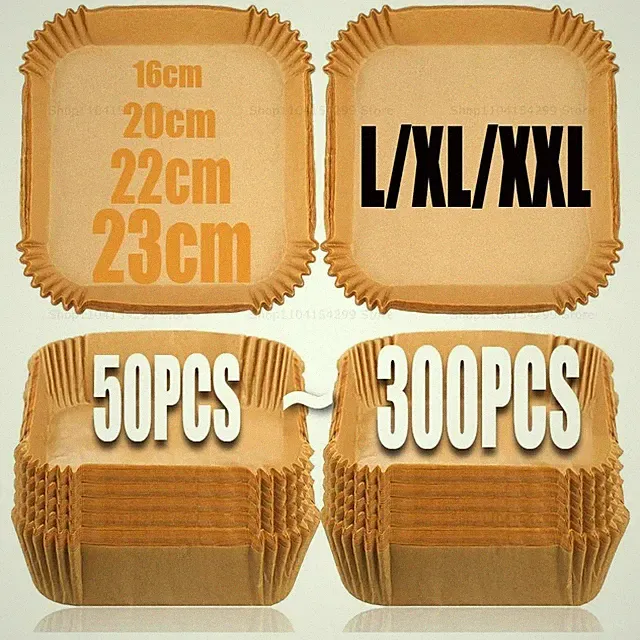 100-300pcs Air Fryer Disposable Paper Liners Non-Stick Square Round paper