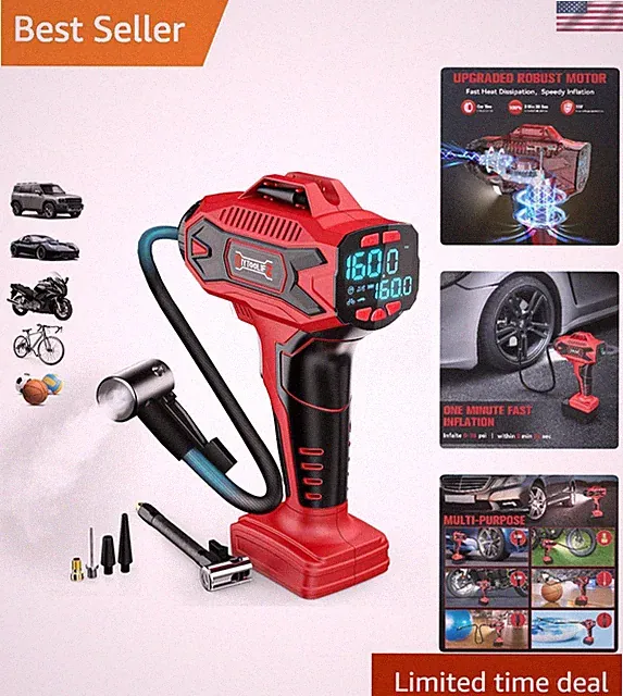160PSI Cordless Tire Inflator - Fast & Portable Air Compressor for Milwaukee 18V