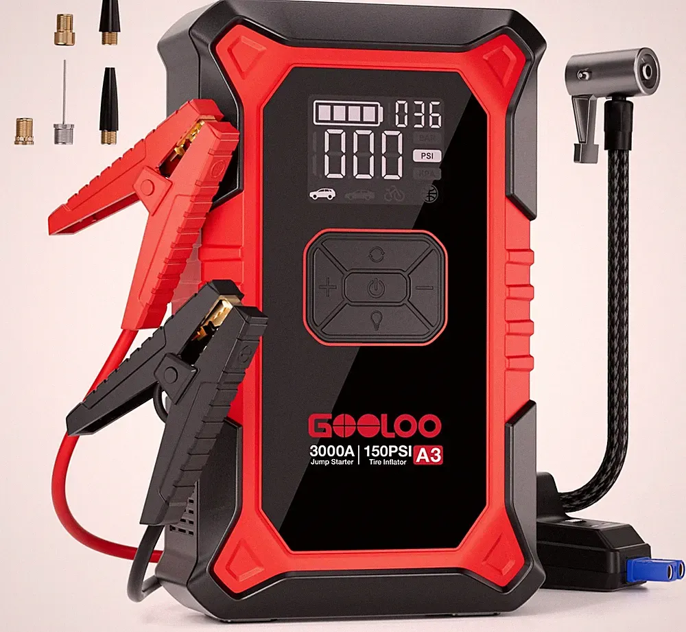 A3 Jump Starter with Air Compressor 3000A Portable Car Battery Booster (9.0