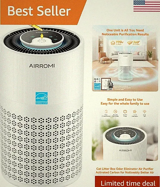 Air Purifier for Bedroom with HEPA 3-in-1 Filter, Pet Air Purifier for Home C...
