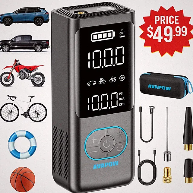AVAPOW Tire Inflator Portable Air Compressor, 150PSI Air Pump for Car Tires