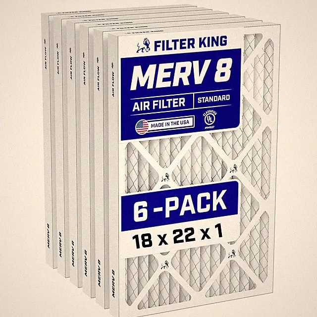 Filter King 18x22x1 Air Filter 6-PACK MERV 8 Actual Size 17.5 x 21.5 x .75"