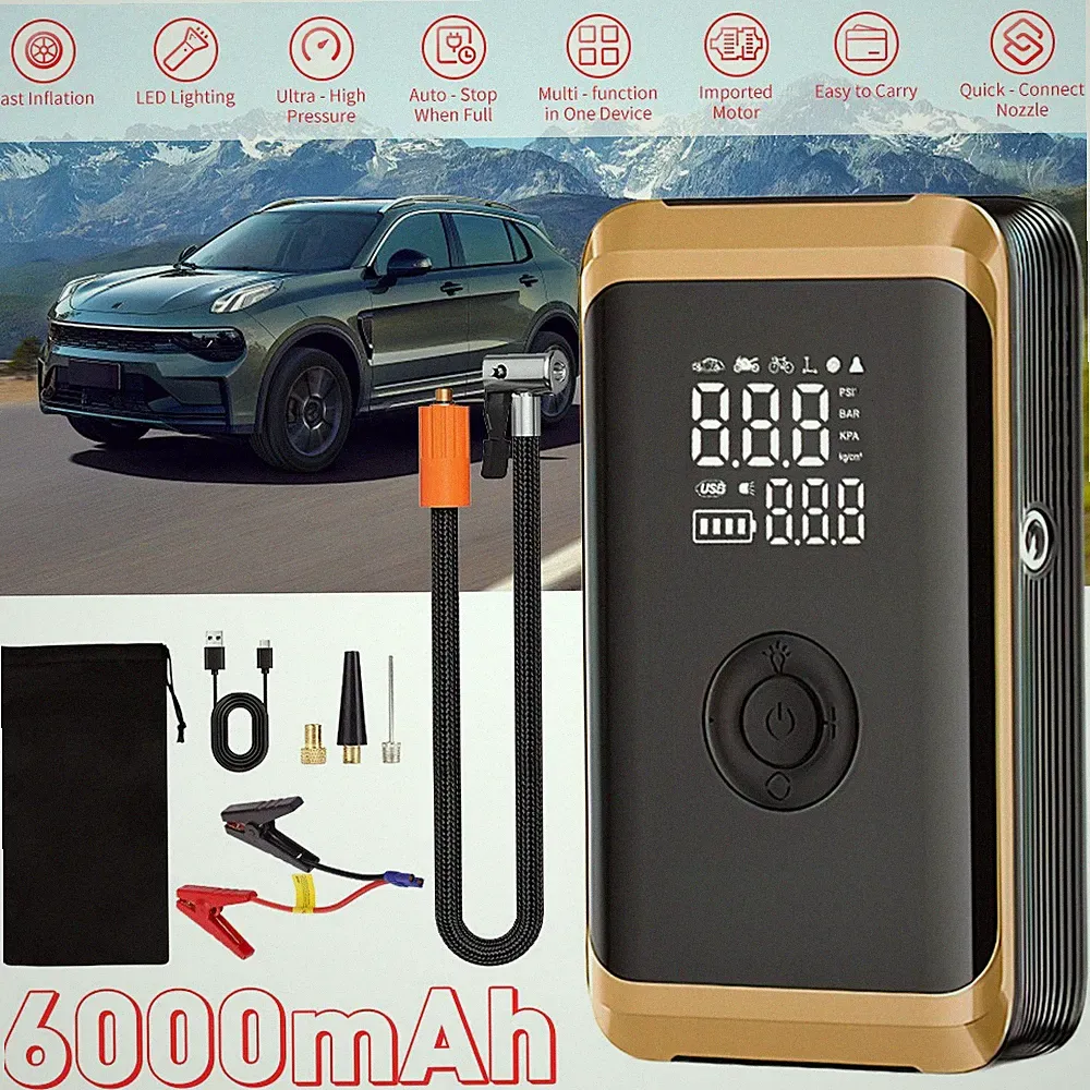 Portable Air Compressor Cordless Bike Air Pump with Digital Dual Values Display