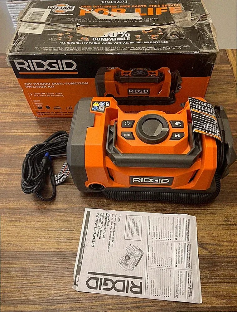 RIDGID 18V Dual‑Function Cordless Inflator (Tool‑Only) High Pressure/Volume New
