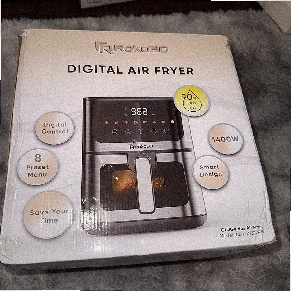 ROKO 5QT Stainless Steel Air Fryer Visible Window 18-in-1 1400W – Open Box